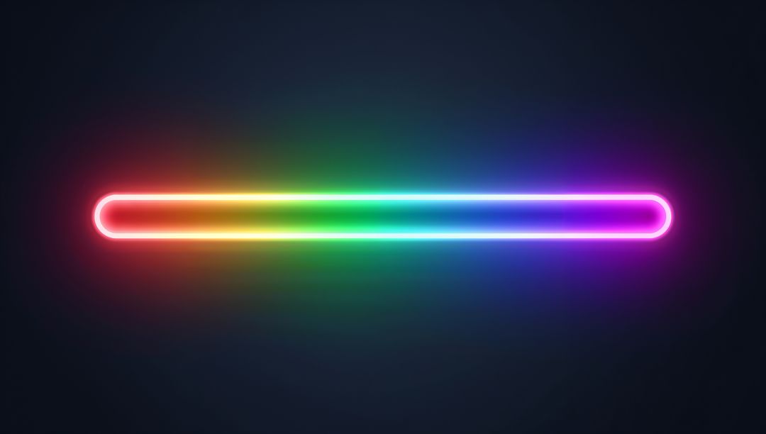 Glowing Neon Rainbow Progress Bar with Rounded Ends on Dark Background