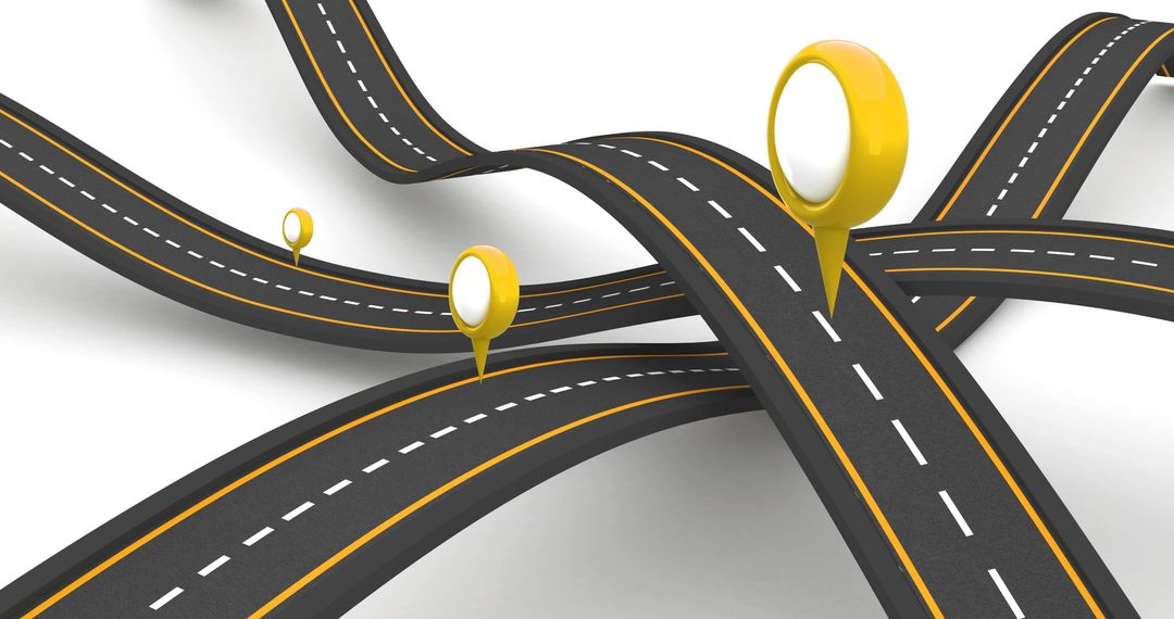 Illustrated Roads With Location Markers for Navigation Concept