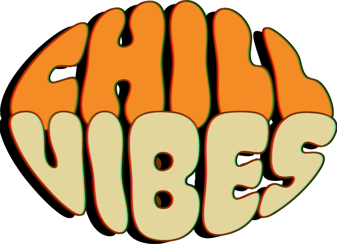 Psychedelic Chill Vibes Retro Typography on Transparent Background
