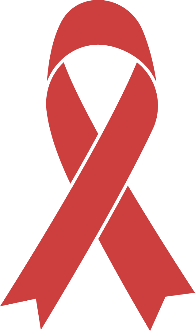 Red Ribbon Awareness Symbol on Transparent Background
