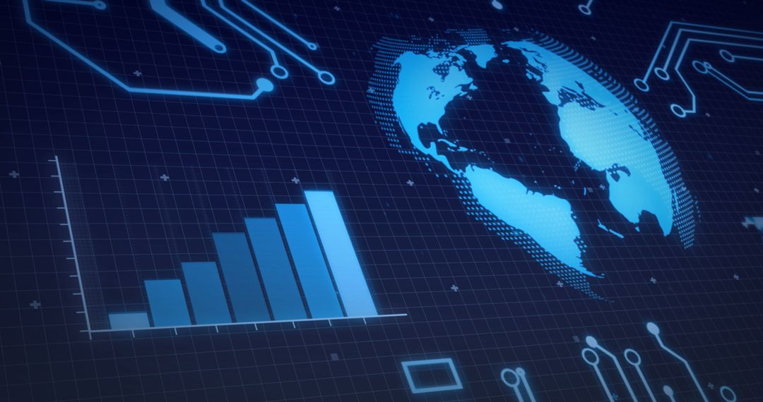 Digital interface with global data processing visualization