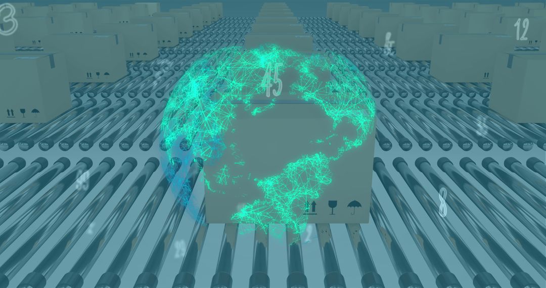 Global Shipping Illustration with Digital Globe and Boxes