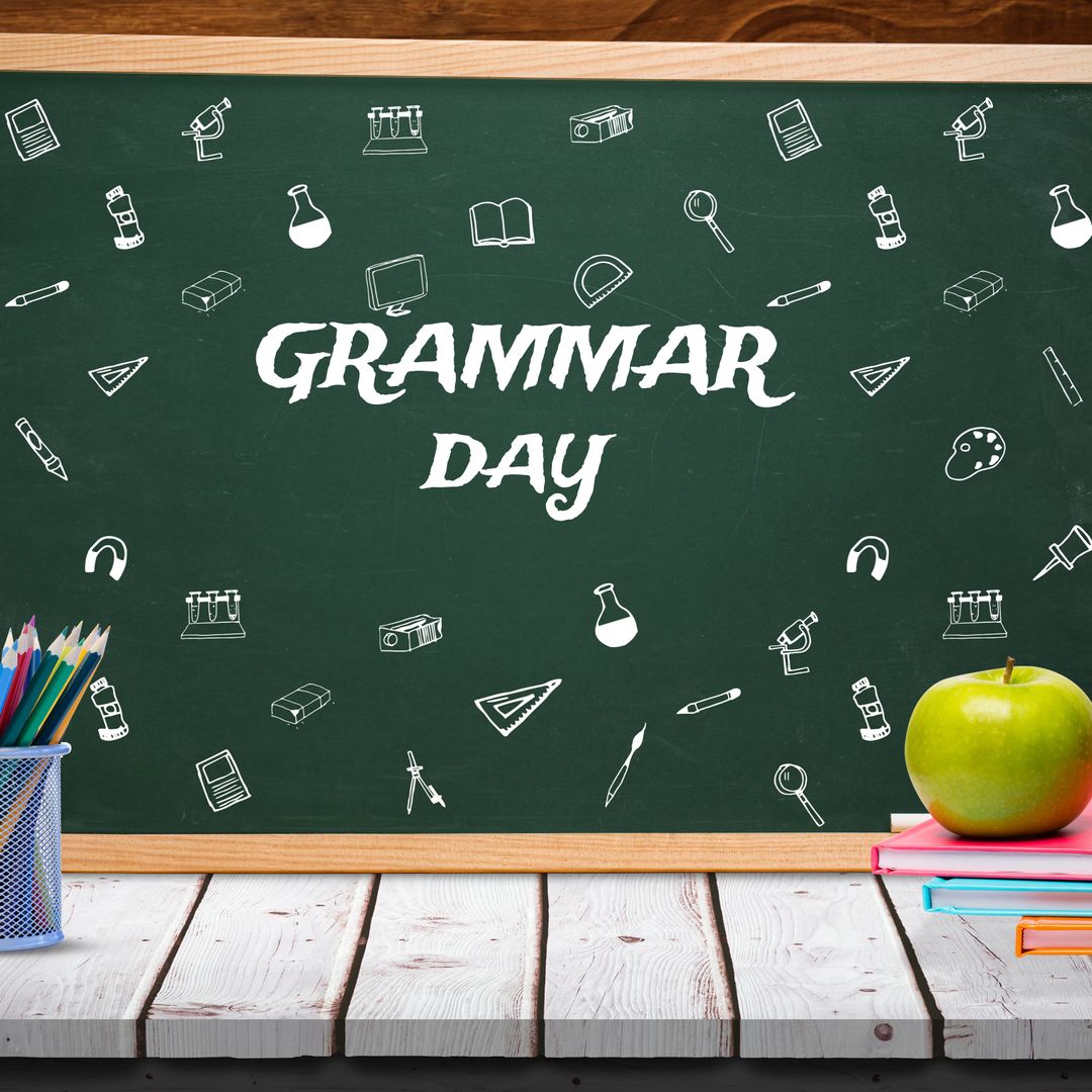Celebrate Grammar Day with Classroom Chalkboard