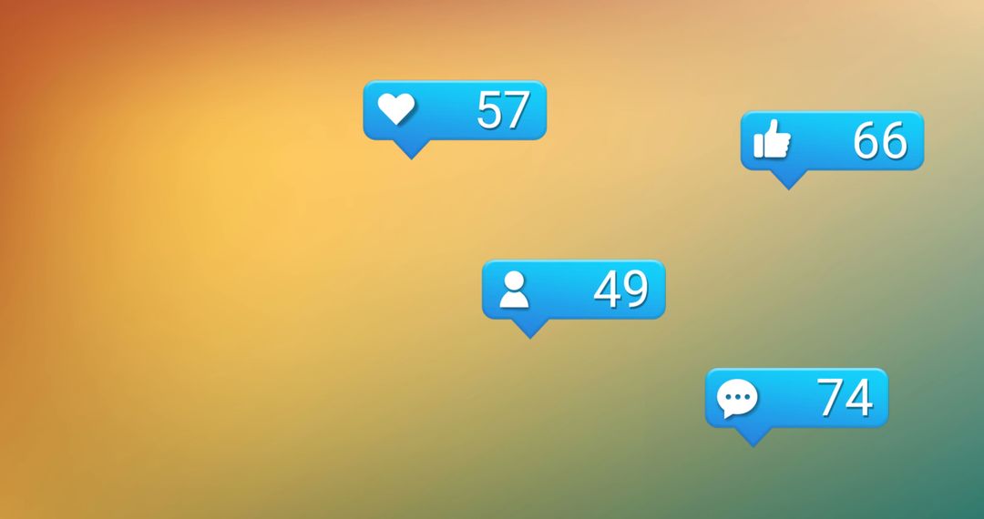 Social Media Interaction Notifications on Vibrant Background