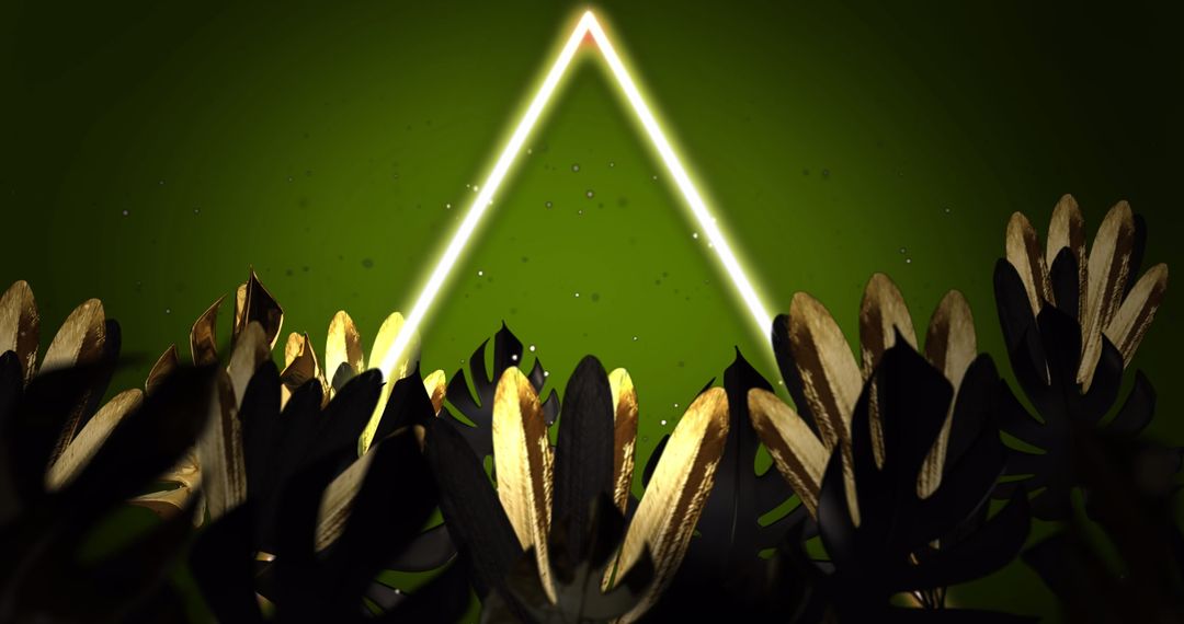 Futuristic Neon Triangle with Botanical Background - Free Images, Stock Photos and Pictures on Pikwizard.com