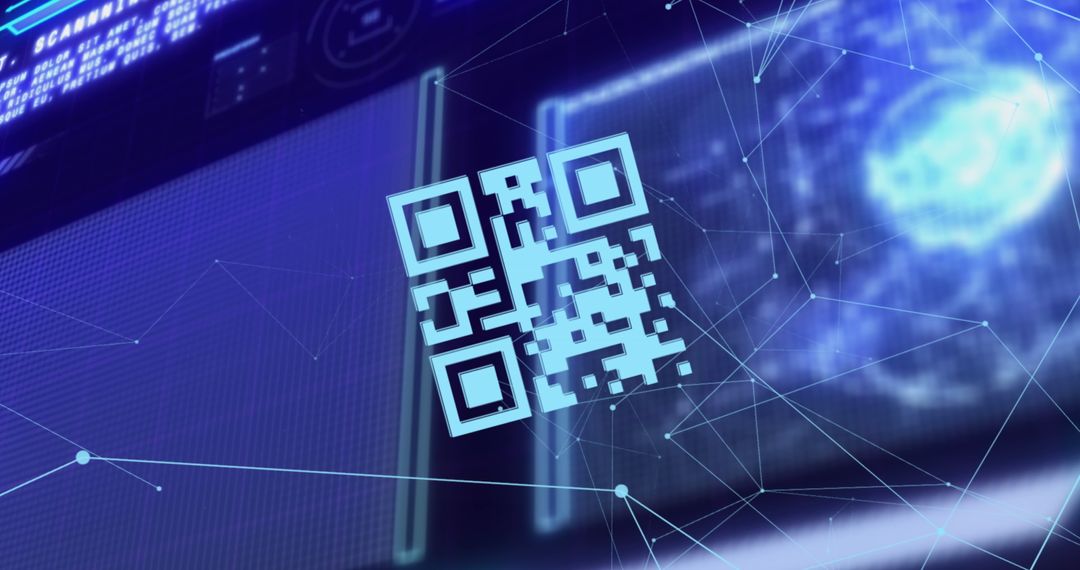 Abstract Digital QR Codes on Futuristic Tech Background