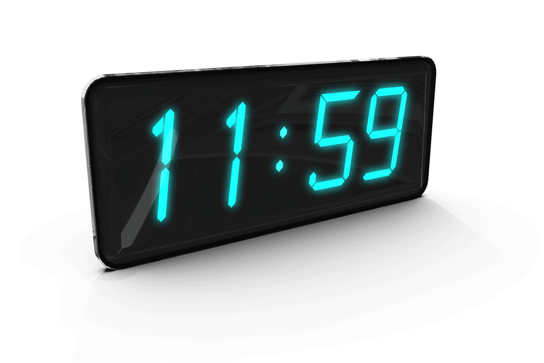 Digital Transparent Electric Clock Display Showing 11:59