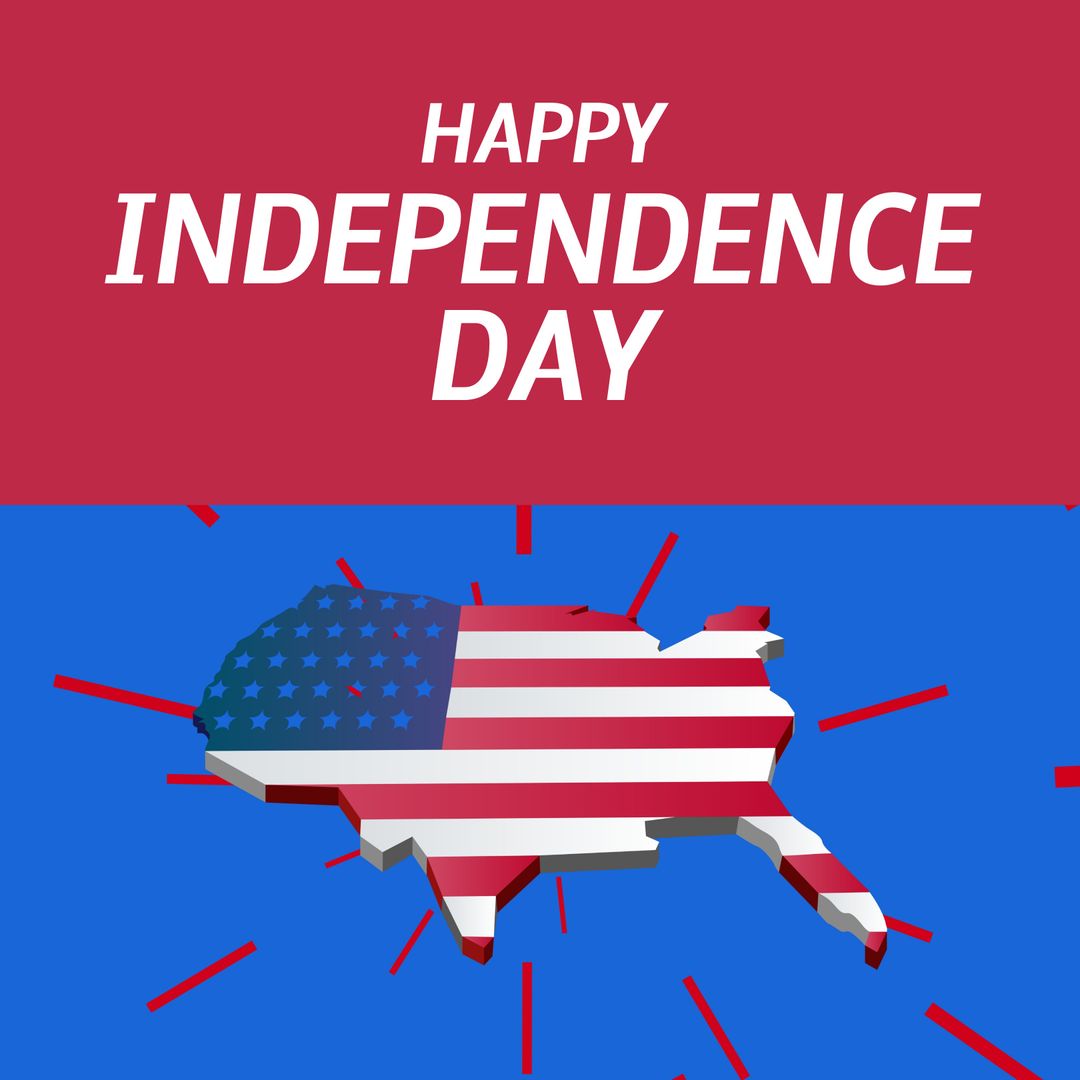 USA Independence Day Celebration with Flag 3D Map Design