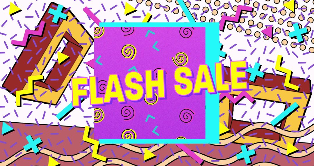 Flash Sale Banner with Vibrant Retro Pattern Design