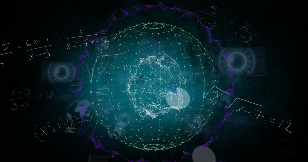 Futuristic Globe with Mathematical Equations and Digital Data Visualizations