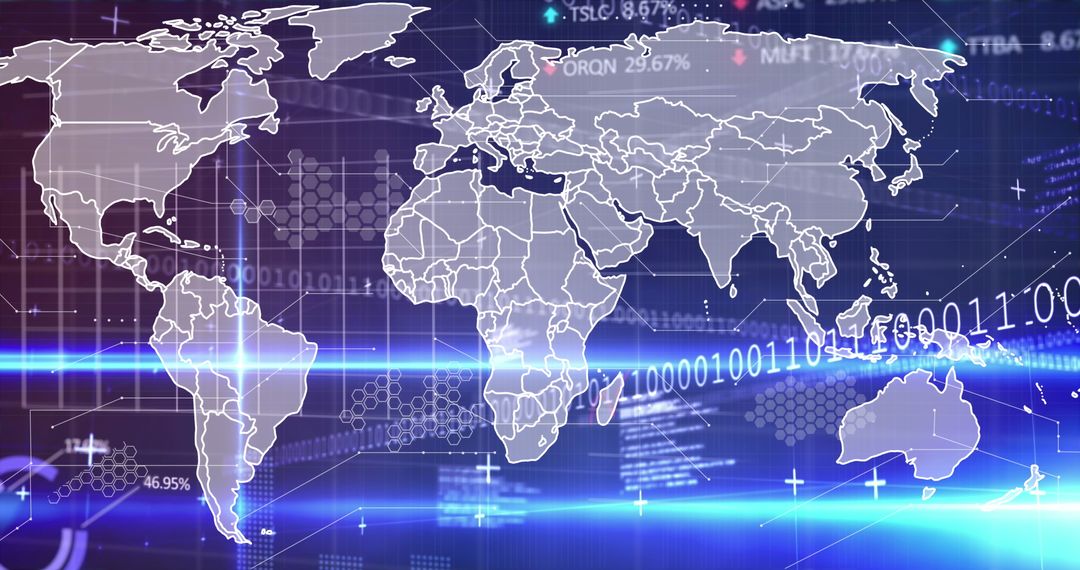 Digital World Map with Data Visualization on Futuristic Background - Free Images, Stock Photos and Pictures on Pikwizard.com