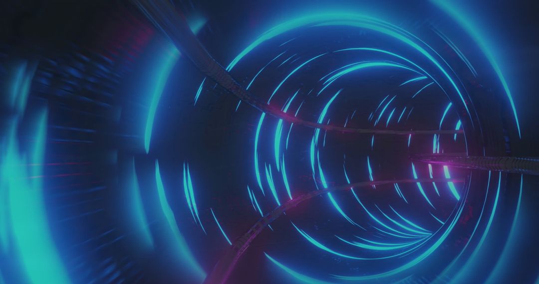 Futuristic Neon Blue Tunnel with Sci-Fi Aesthetics