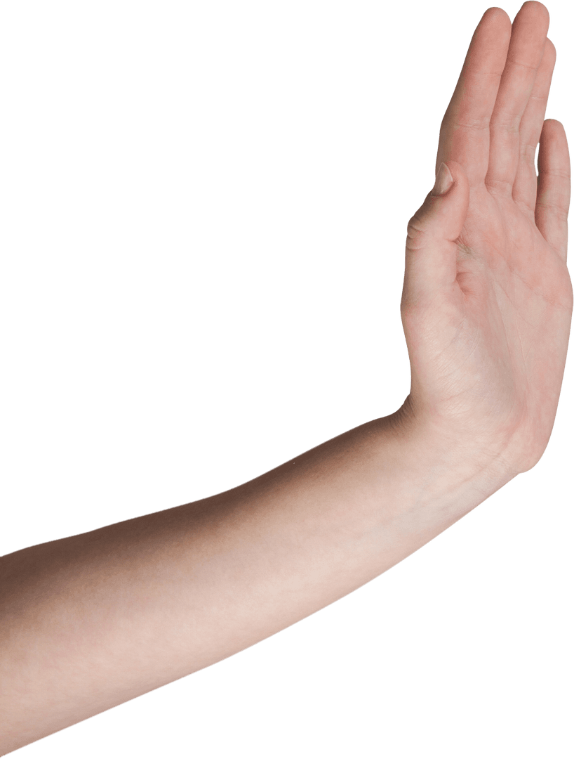 Transparent PNG of Caucasian Hand Raised for Gestures or Sign Language