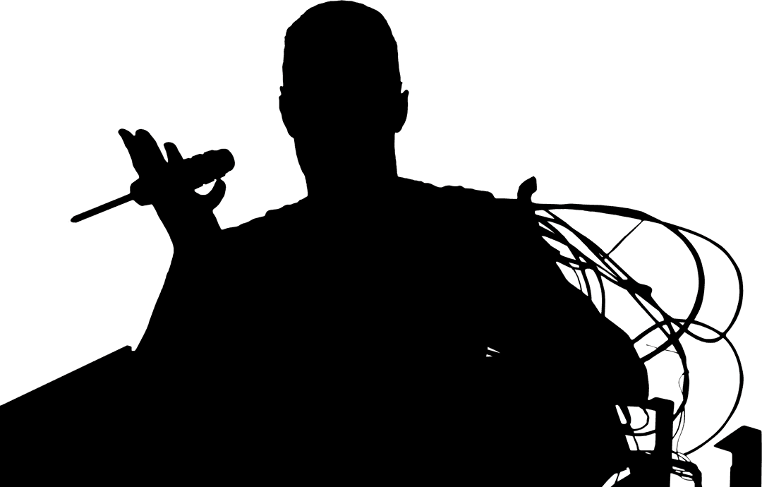 Silhouette of Man with Screwdriver on Transparent Background