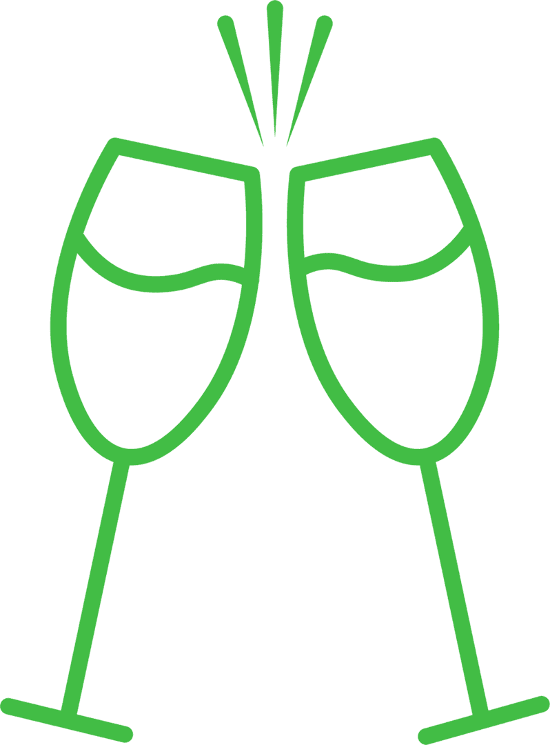 Two Transparent Wine Glasses Clinking with Cheers Sign