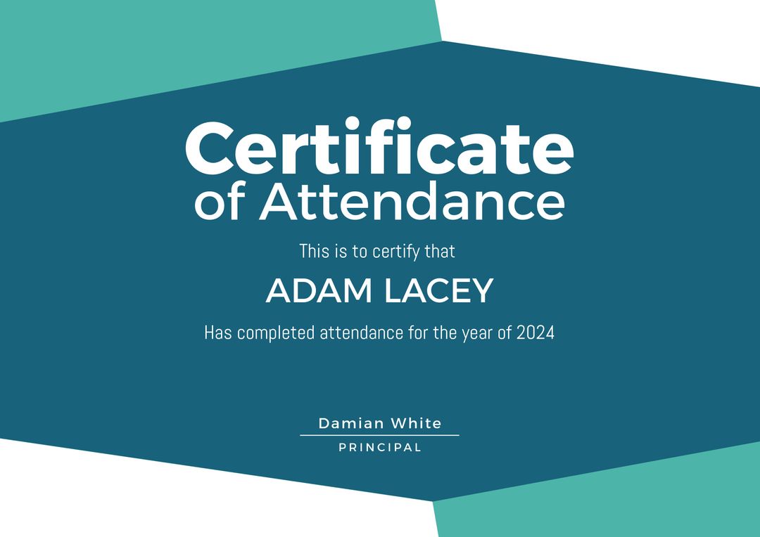 Modern Certificate of Attendance Template with Blue and White Design - Download Free Stock Templates Pikwizard.com