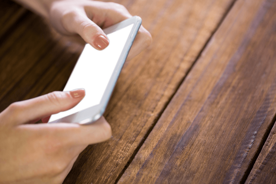 Hands using smartphone mockup with transparent background