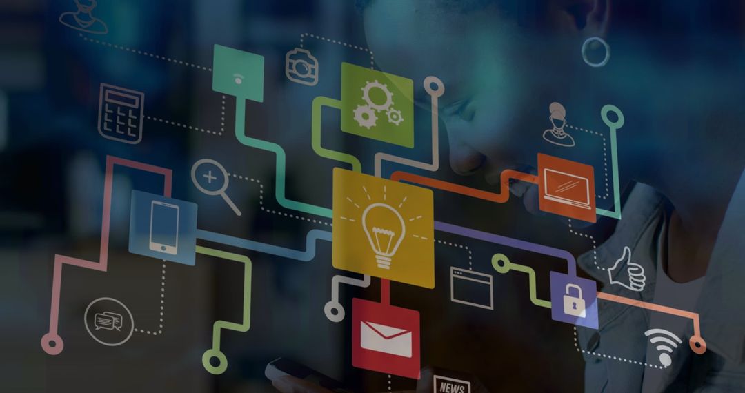 African American Woman Engaging with Interactive Digital Network