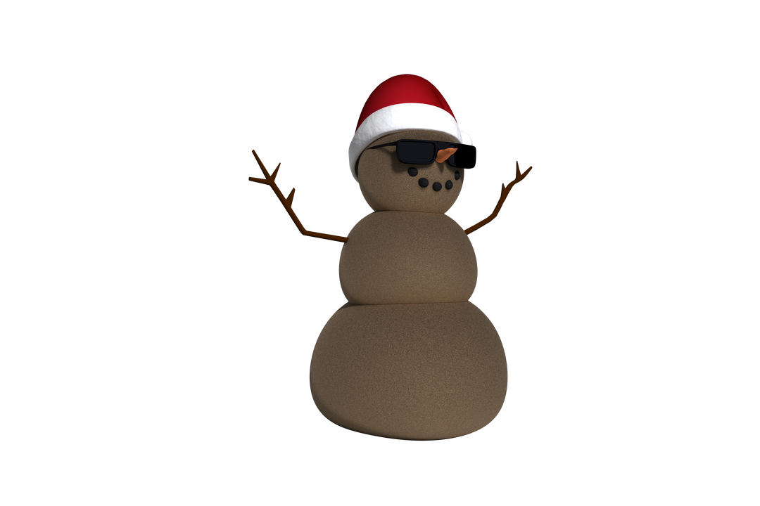 Sand Snowman with Santa Hat and Sunglasses on Transparent Background - Download Free Stock Images Pikwizard.com