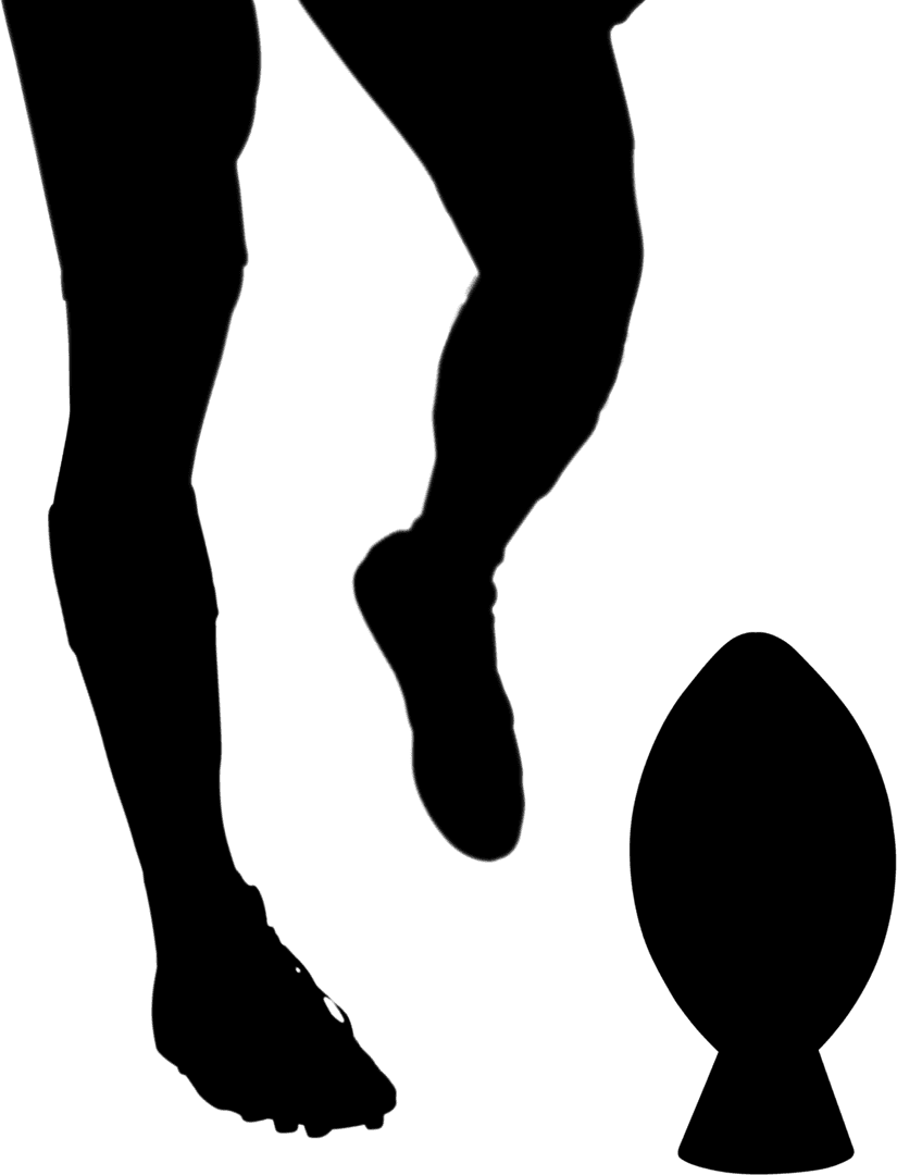 Silhouette of Rugby Player in Dynamic Pose on Transparent Background