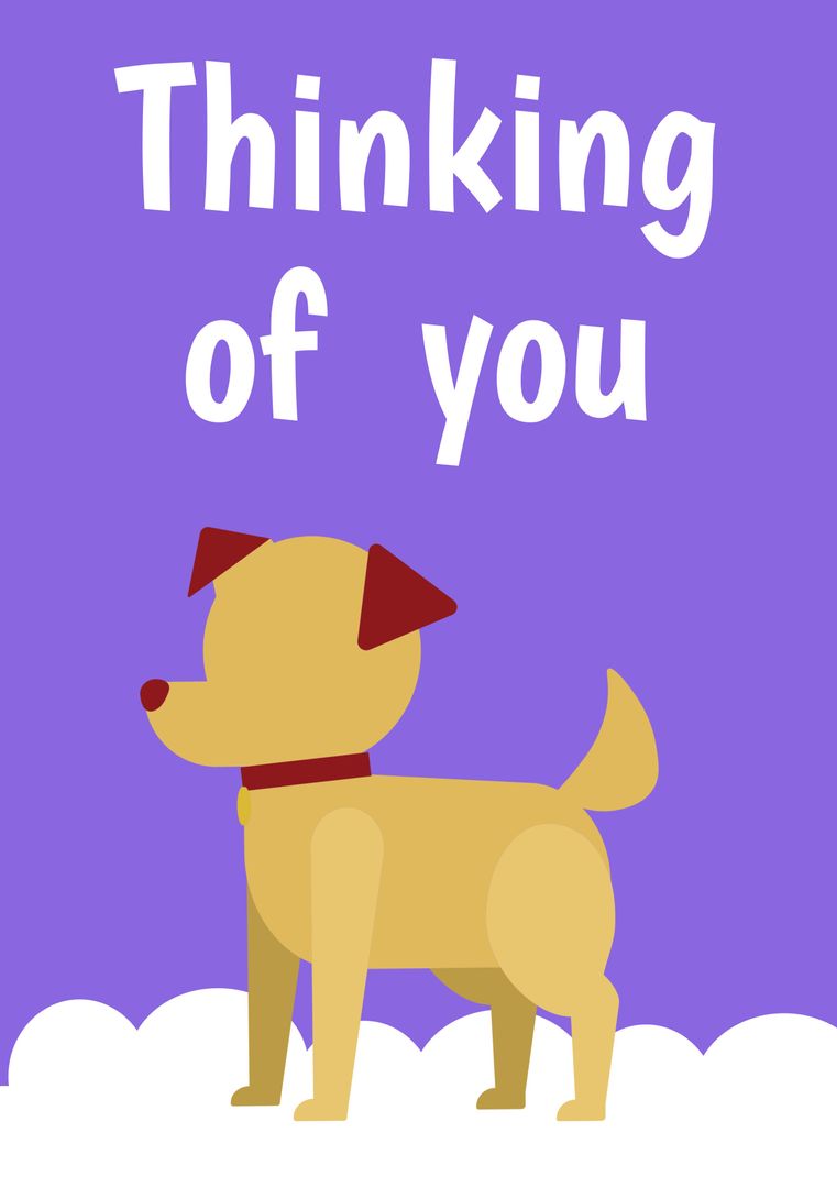 Cute Dog on Clouds Expressing Affectionate Thoughts