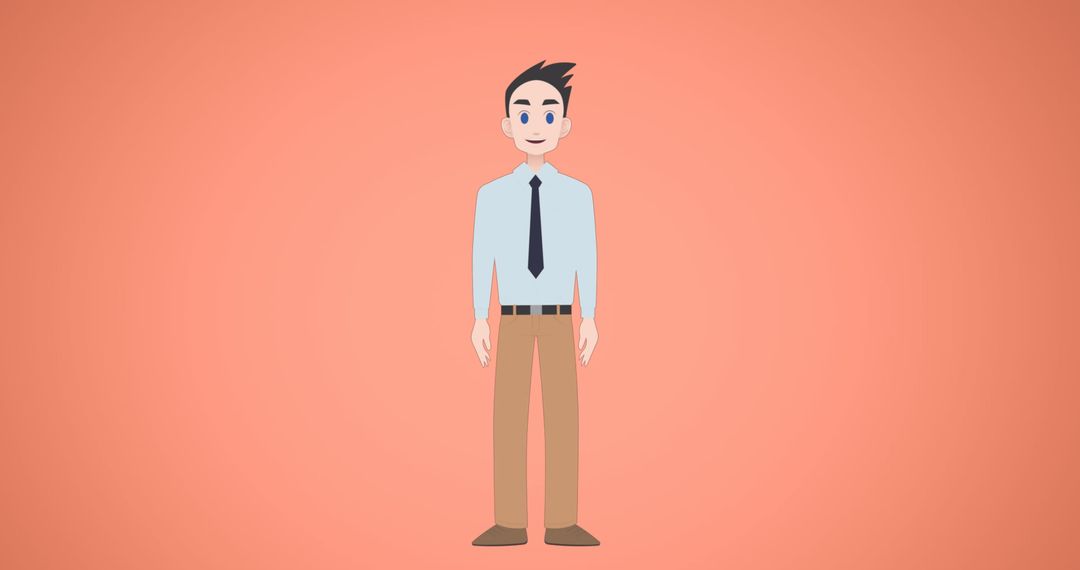 Animated Male Character with Professional Attire on Orange Background