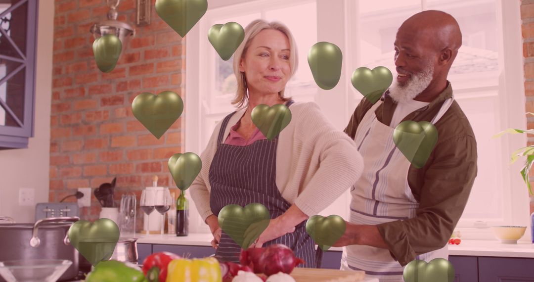 Senior Couple in Love Cooking Together for Valentine's Day