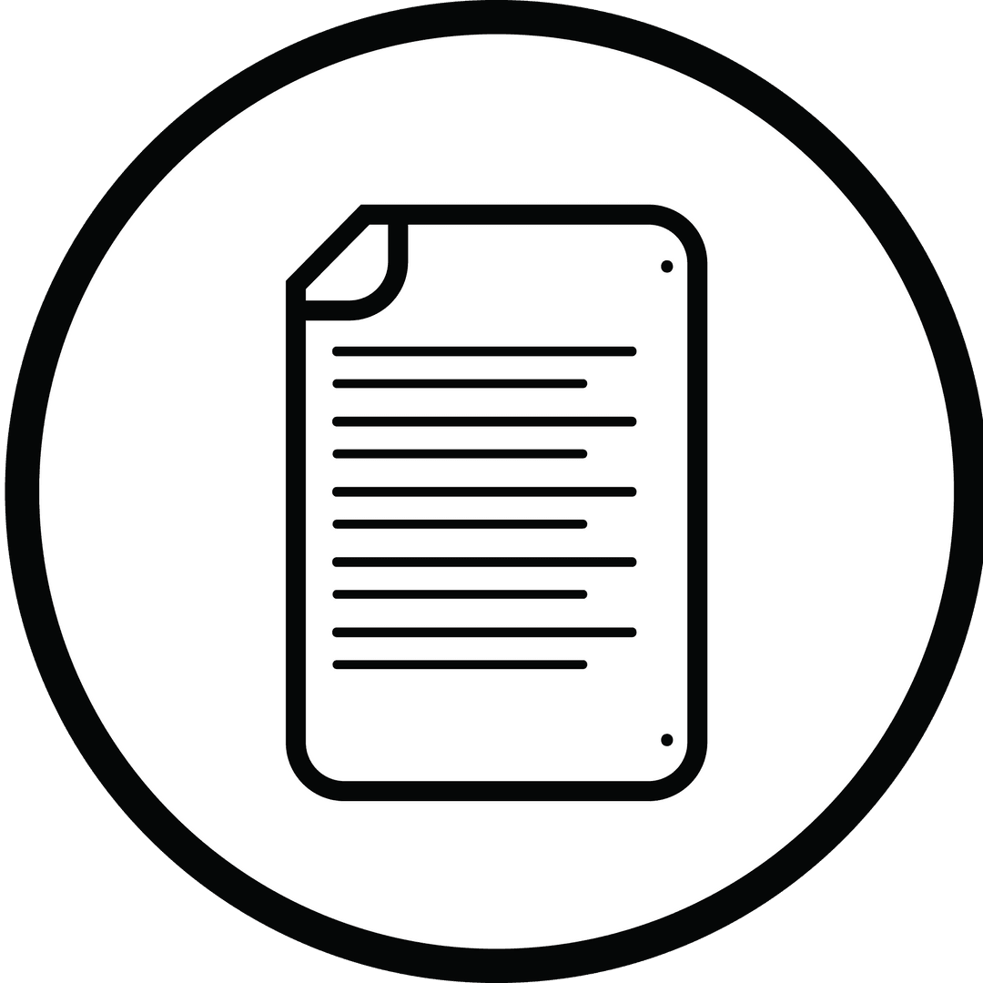 Circular Document Icon on Transparent Background in Digital Design