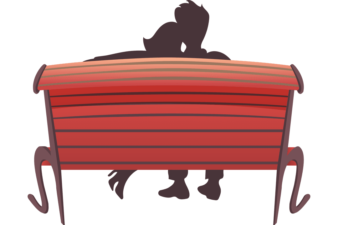 Romantic Couple Sitting on Bench Transparent Background Illustration