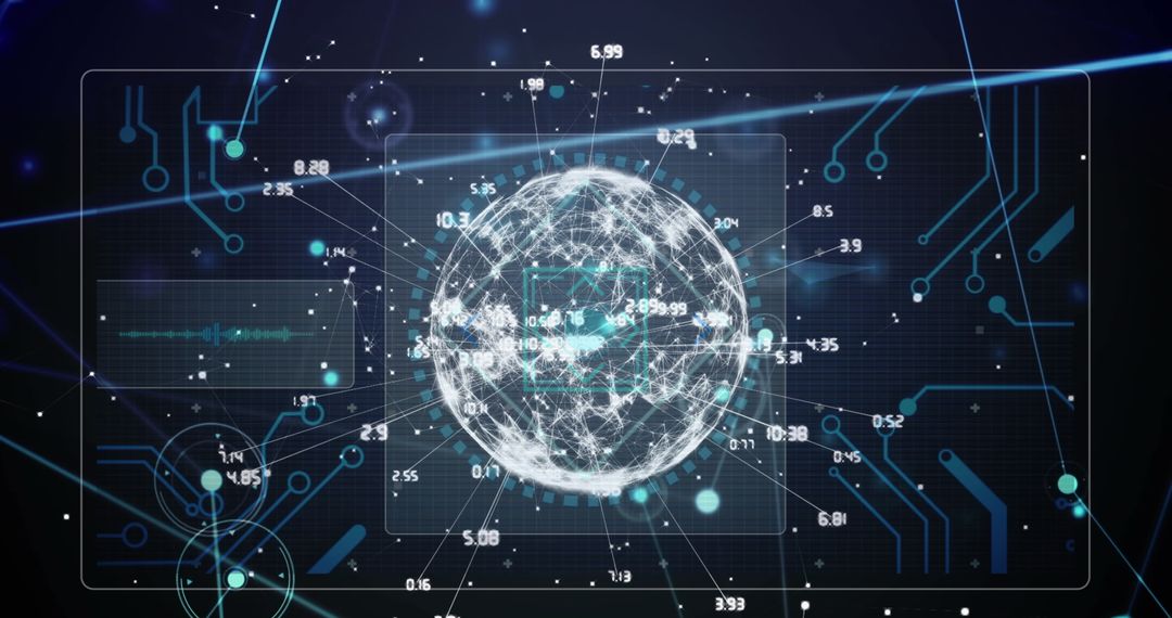 Digital network sphere with data insights and connections