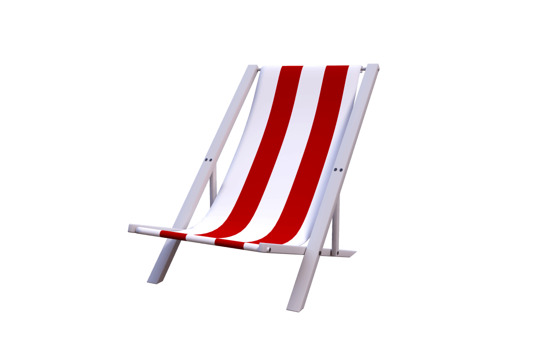 Transparent sunbed with red and white stripes