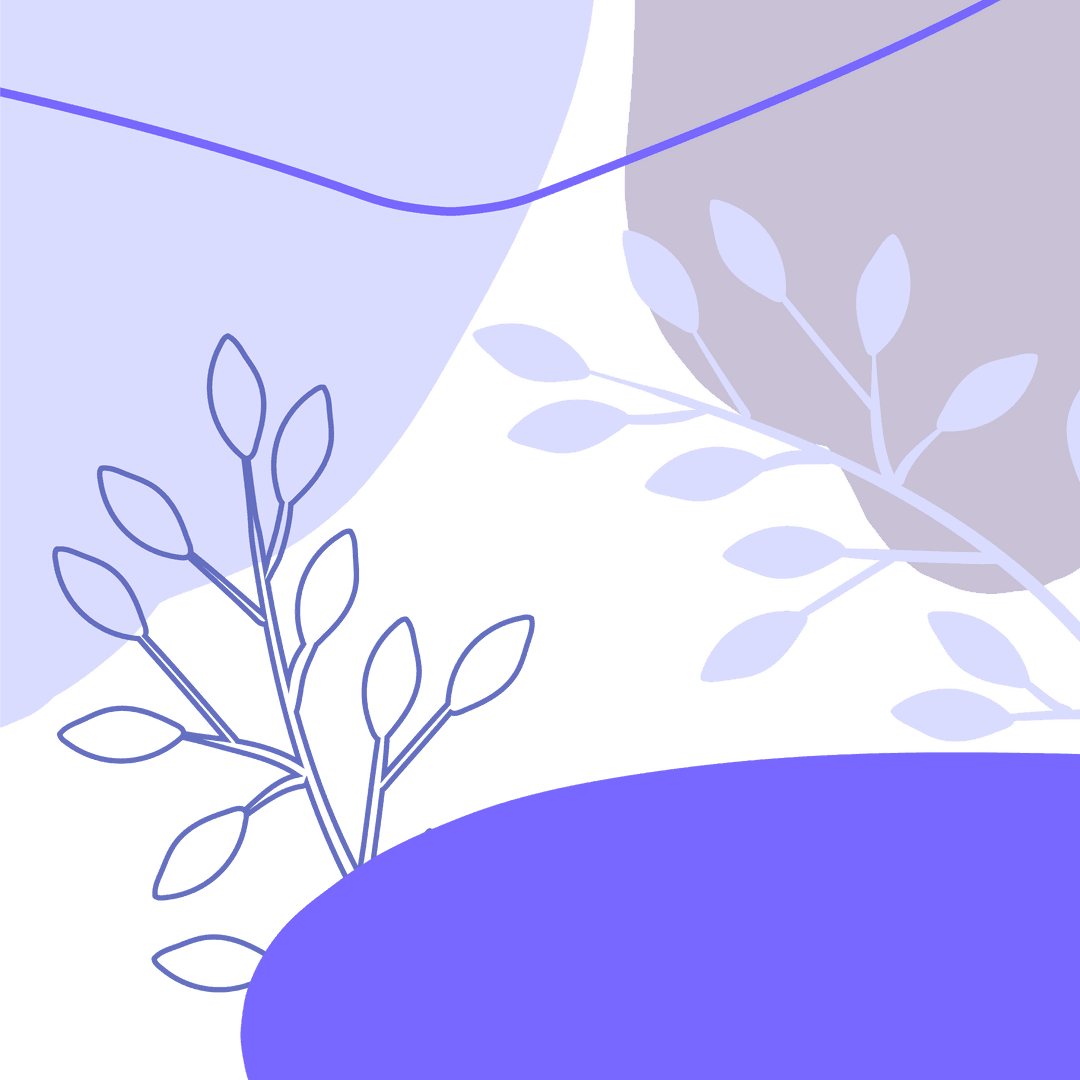 Abstract Blue Plant Pattern with Organic Shapes on Transparent Background