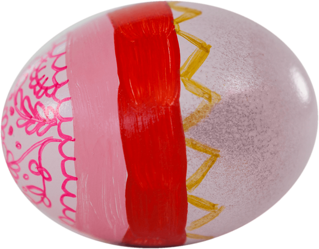 Bright Pink Decorative Easter Egg with Transparent Background