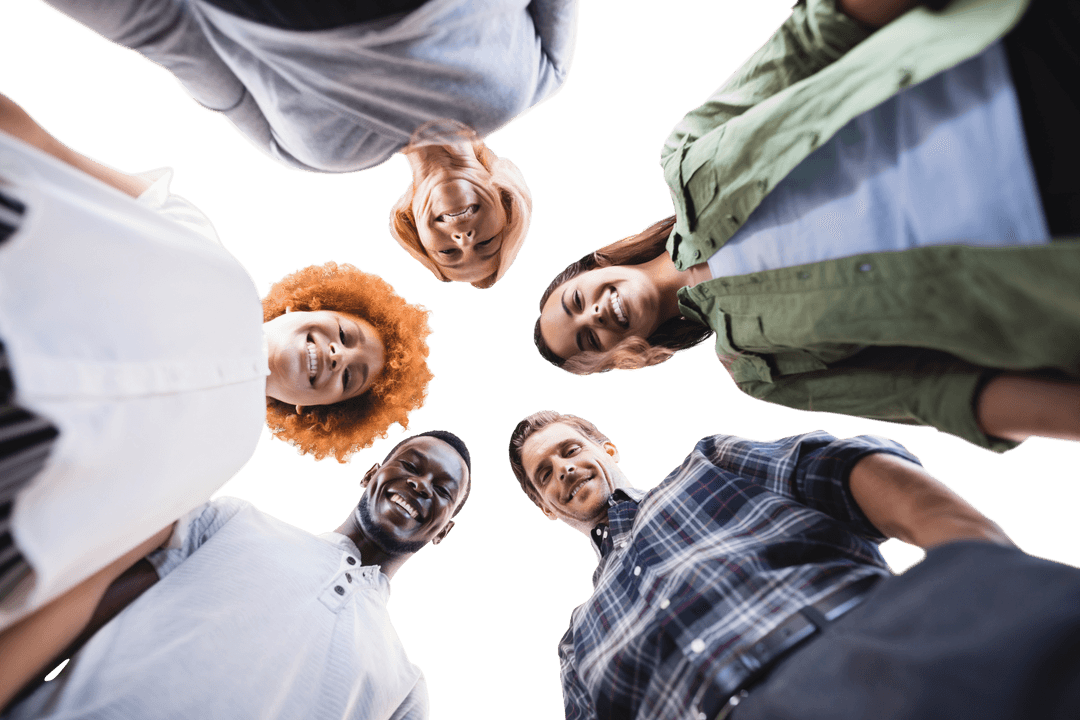 Diverse Group Standing in Circle with Transparent Background