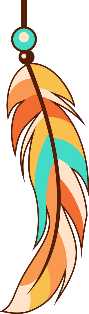 Bohemian Urban Feather Accessory with Beads on Transparent