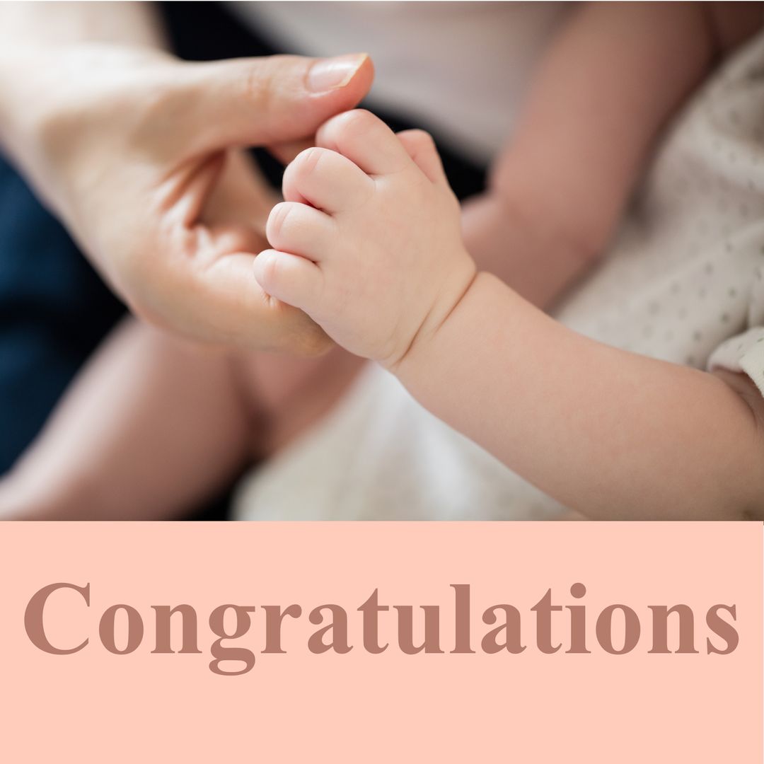 Congratulatory Gesture of Mother Holding Newborn's Hand