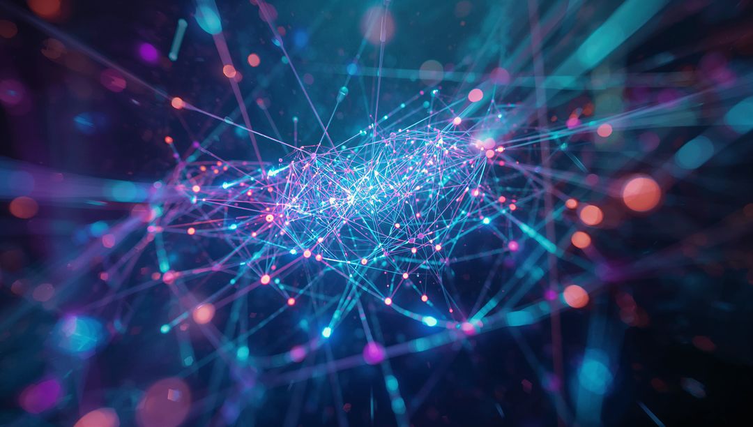 Futuristic Digital Network with Glowing Nodes in Cyberspace