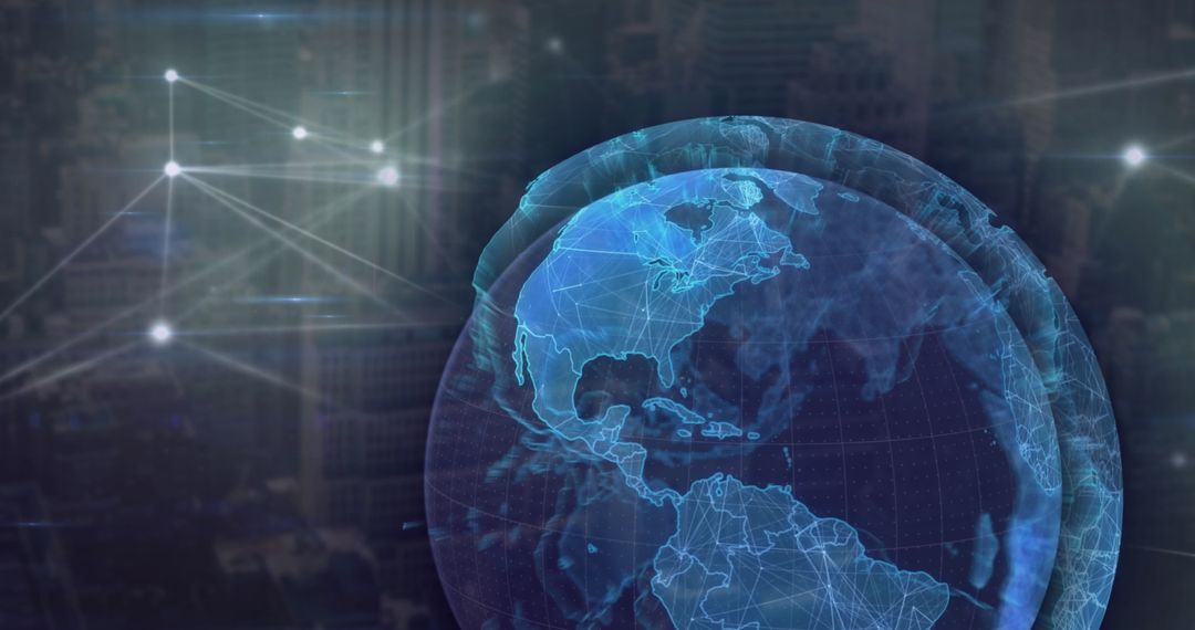 Global Digital Network with Blue Connections