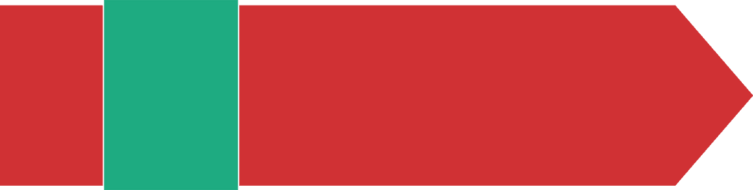 Transparent red arrow with green rectangle symbolizing progress