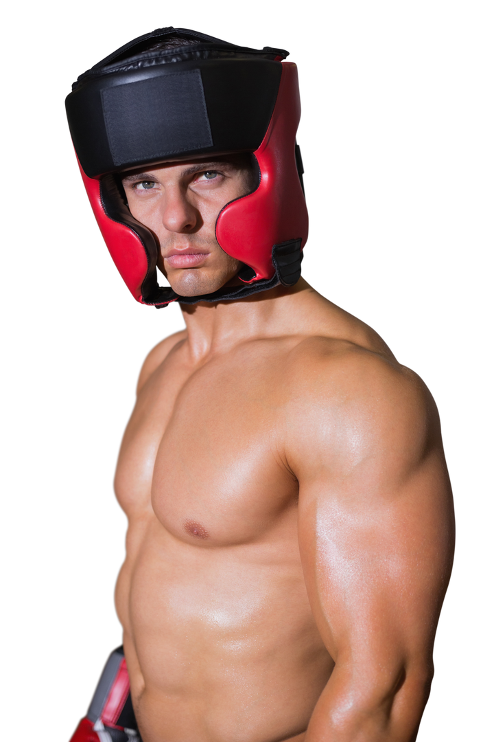 Focused Caucasian Boxer with Helmet Transparent Background Isolated - Download Free Stock Images Pikwizard.com