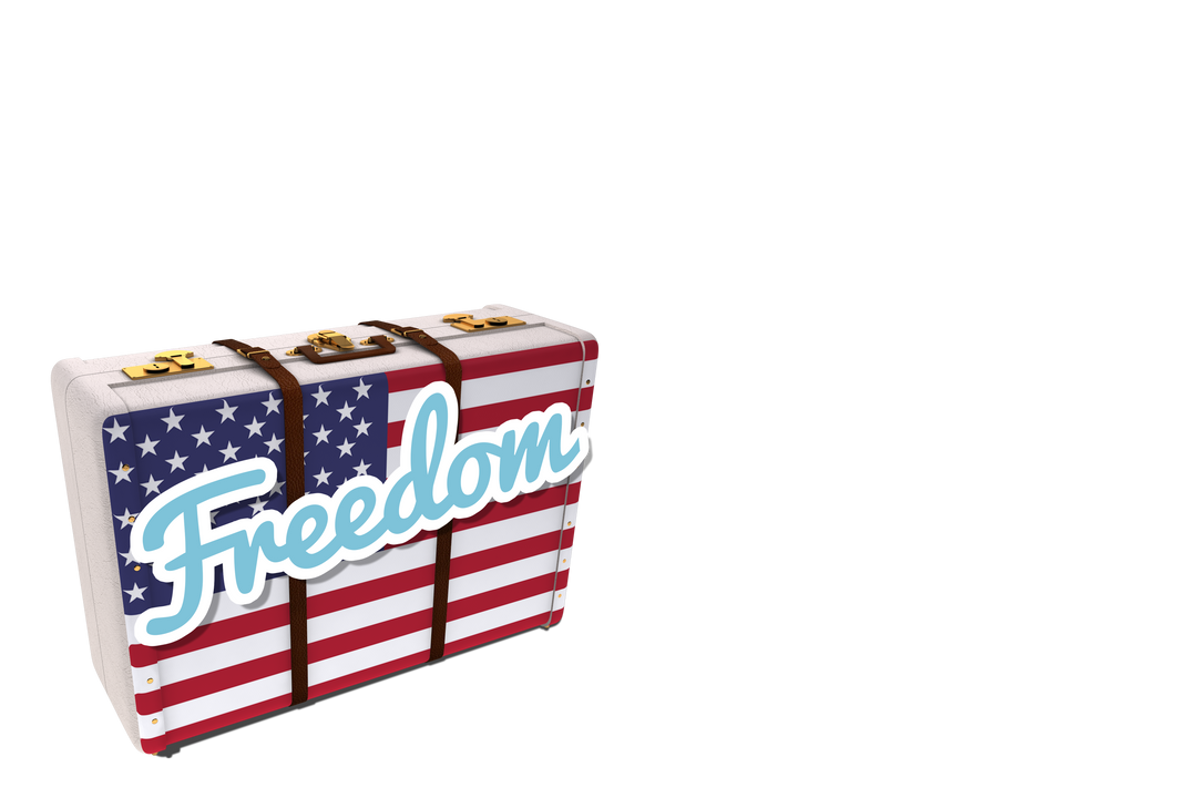 USA-Themed Suitcase With Freedom Text on Transparent Background - Download Free Stock Images Pikwizard.com