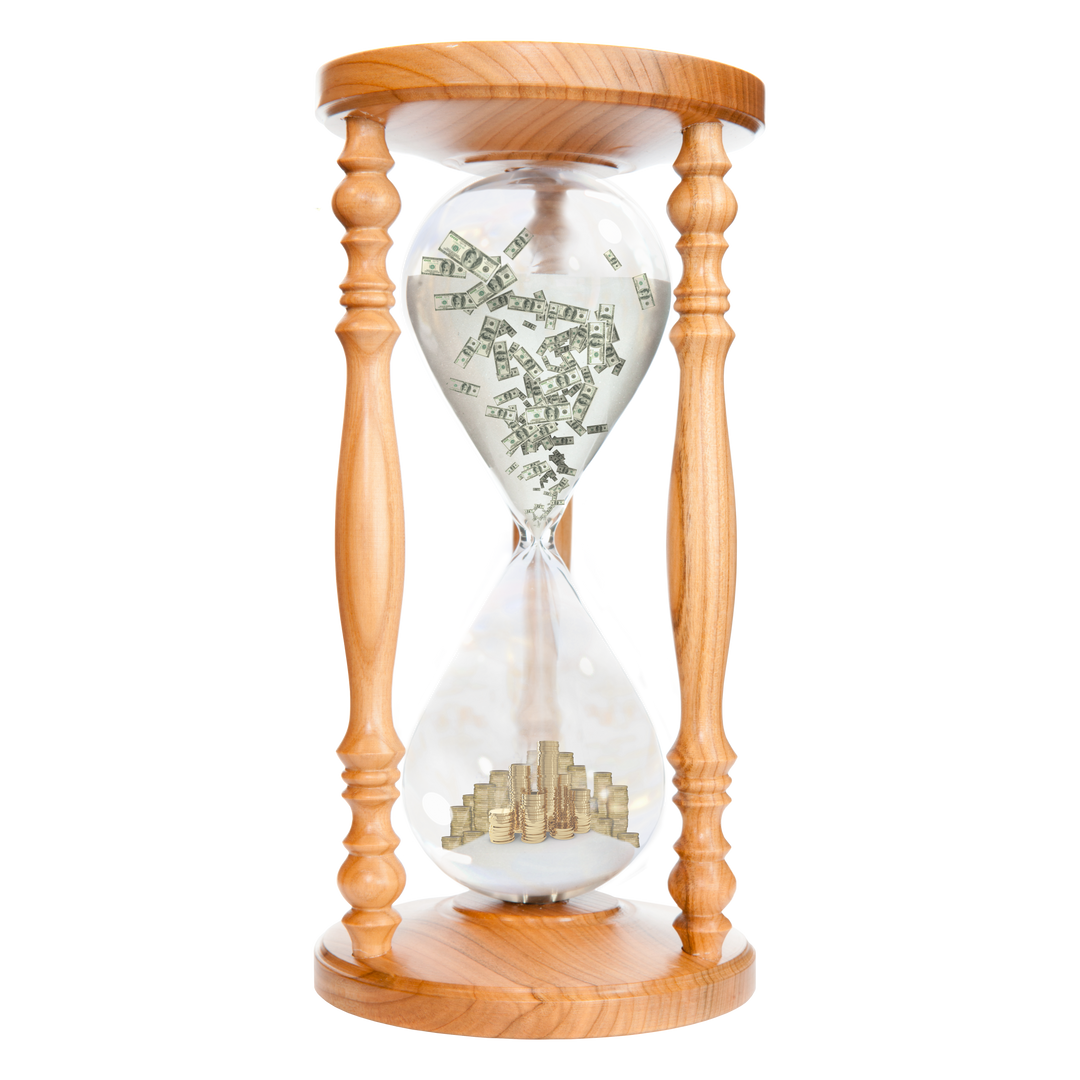 Transparent Hourglass with Falling Currency Symbols Money and Time Concept - Download Free Stock Images Pikwizard.com