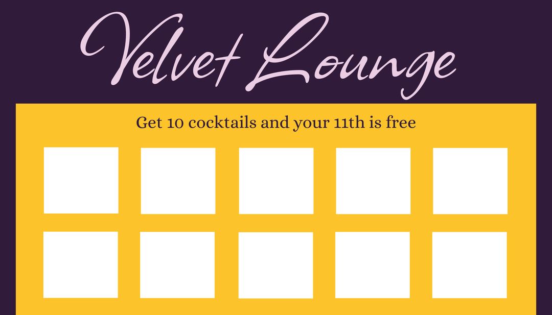 Stylish Cocktail Lounge Loyalty Card Template with Bold Colors - Download Free Stock Templates Pikwizard.com