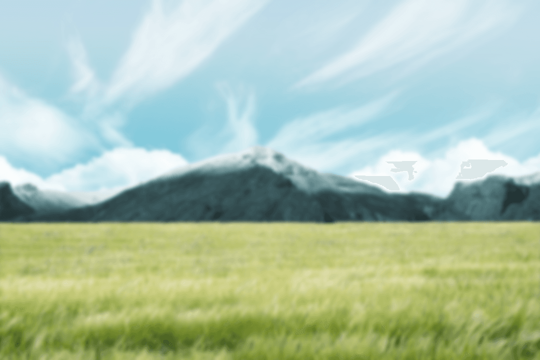 Transparent Landscape with Green Meadow and Mountains Vector Art