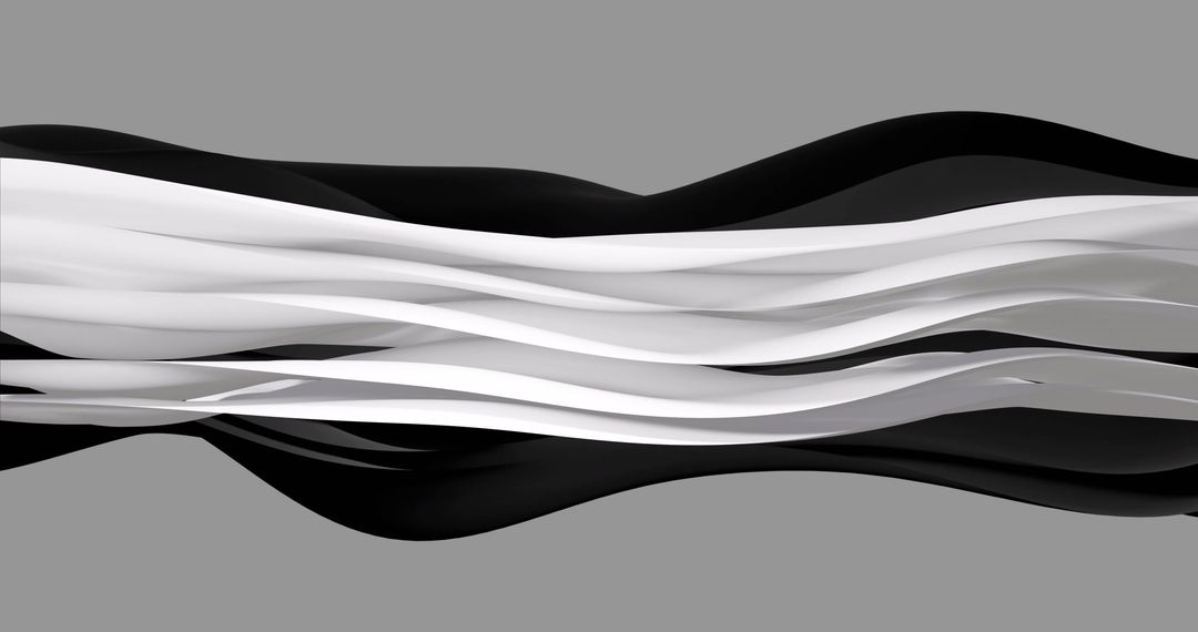 Abstract Waves of Black and White on Gray Background
