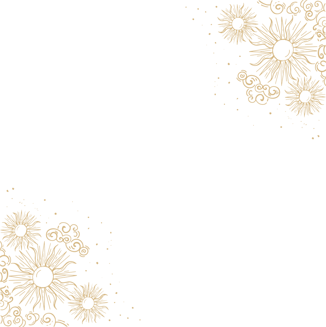 Elegant Golden Starburst Motifs on Transparent Teal Background