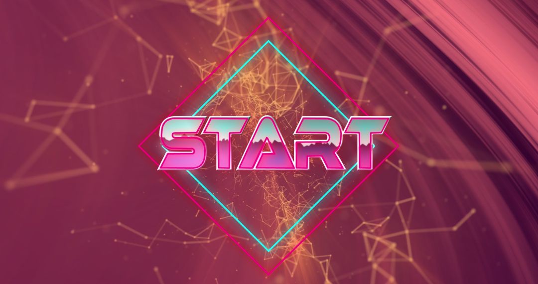 Retro Futuristic START Text with Digital Elements