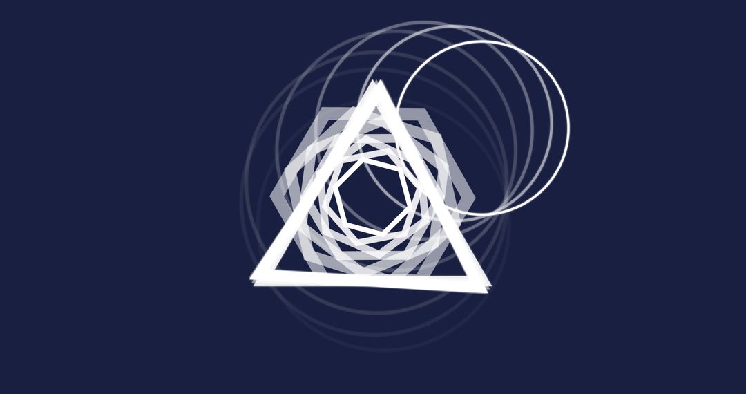 Abstract Geometric Triangle Design with Polygon and Ring Patterns