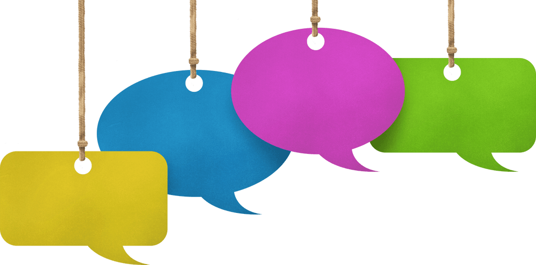 Colorful Transparent Speech Bubbles Hanging by Strings