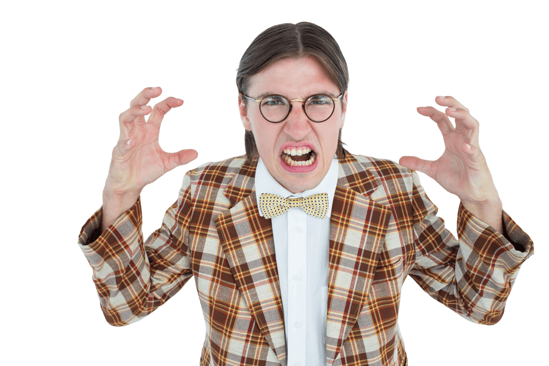 Transparent Furious Hipster Expressing Frustration